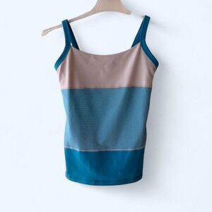 Lululemon Align‎ Tank Top Tan Blue Stripe Athletic Women's